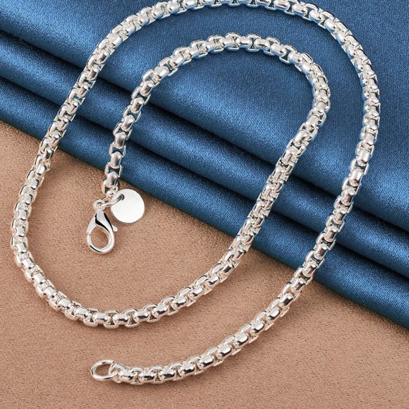 Awesome 22 Inch Long Round Box Necklace 4mm Wide, - Picture 9 of 11